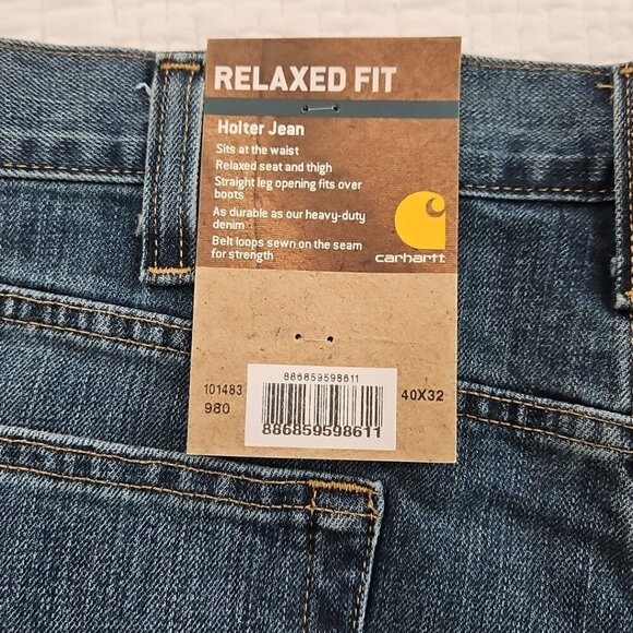 Carhartt Holter Jeans Men's 40x32 Relaxed Straight Leg Blue Stretch NWT BD1483-M - Picture 6 of 16